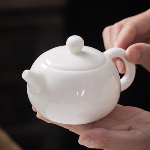 Chinese Handmade white porcelain teapot ivory white Tea pot ceramics Teaware tea infuser Pu'er Oolong tea filter kettle