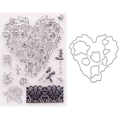 Love Flower Leaf Lace 2021 New Seal Stamp with Cutting Dies Stencil DIY Scrapbooking Embossing Photo