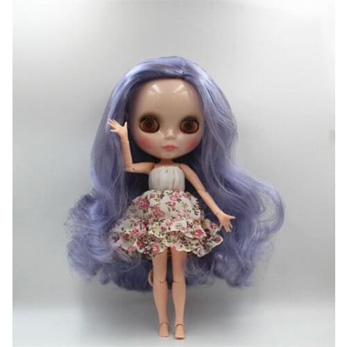 Blygirl Blyth doll Purple wave curls doll NO.005BL3854 joint body 19 joints normal skin