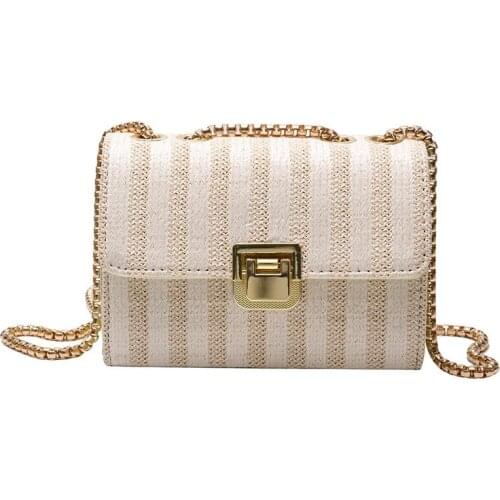 Fashion designer Shoulder Bags Retro Casual Women Totes Shopping Bag Female Leather straw Chain Handbag for Women 2021