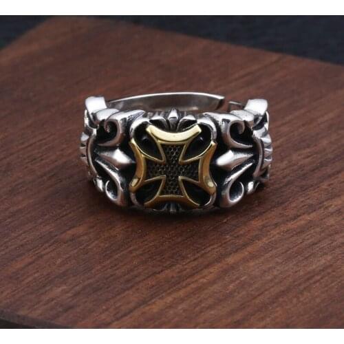 New Handmade Anchor Ring Opening Male Retro Thai Silver Personality Punk Trend To Send Boyfriend Gift Jewelry