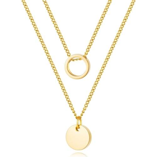 Pack of 2 Beautiful Girls Child Women Chokers Necklaces & Pendant Gold Color Stainless Steel Fashion jewelry