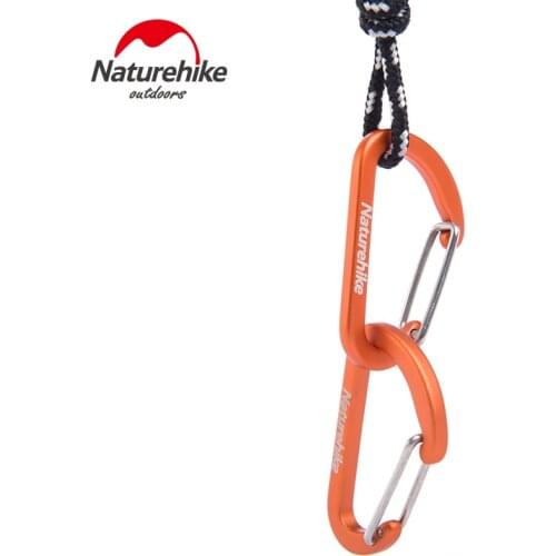 Naturehike NH15A004-H 8pcs/lot D Shape Camping Carabiner 4cm Aluminum Hook Buckle Clip for Backpacking Hiking