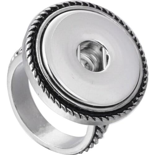 New Trendy Rings Beauty Snap Button Ring Fit DIY 18MM Snap Buttons Jewlery Wholesale for Women Men Rings