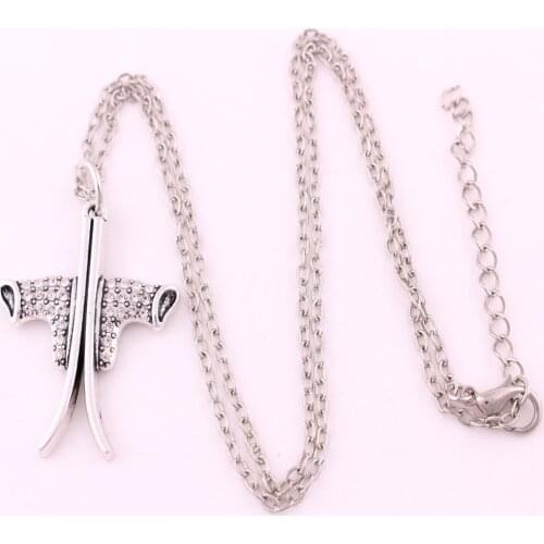 Link Chain Necklace For Women Men Sports Style Ski Shoes Ski Board With Crystals Zinc Alloy Material Provide Dropshipping