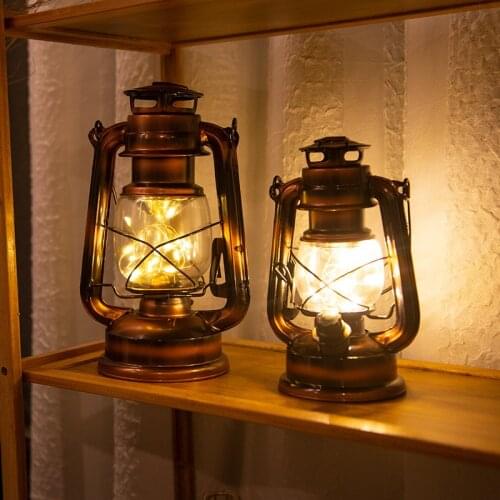 Holiday Lighting LED Night Light Retro Kerosene Vintage Lantern Battery Table Lamp Bedside Hanging Light For Home Bedroom Decor