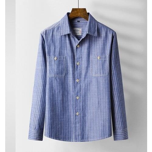 High Quality Business Casual Spring Autumn Tops Shirts Brand 100% Cotton Mens Long-sleeved Striped Shirt Oversized 6XL 7XL 8XL