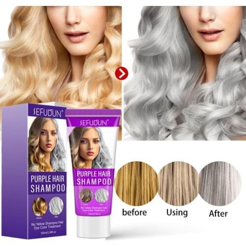 Blonde Purple Hair Shampoo Removes yellow and brassy tones for silver Ash look Purple Hair Shampoo Big Sale
