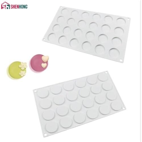 SHENHONG 24 Holes Round Silicone Cake Decorating Mold For Baking Mould Dessert Mousse bakvormen Pastry Pan Bakewar Tools