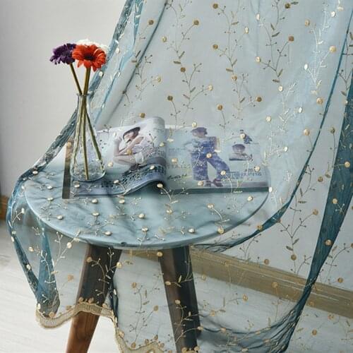 Luxury Embroidered Leaves Tulle White Sheer Curtains For Living Room Organza Cheap Curtains For Window Door Curtain Treatment