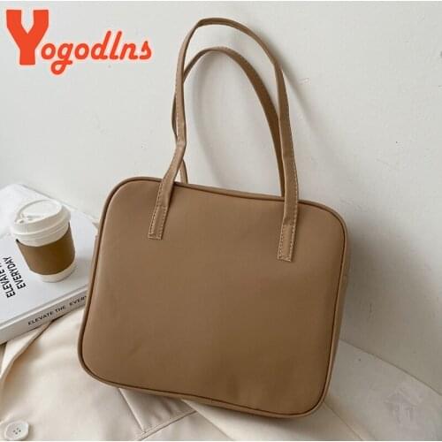 Yogodlns Fashion PU Leather Handbag Women Large Capacity Handle Bag Vintage Shoulde Bag Lady Tote Designer Simple Shopping Purse