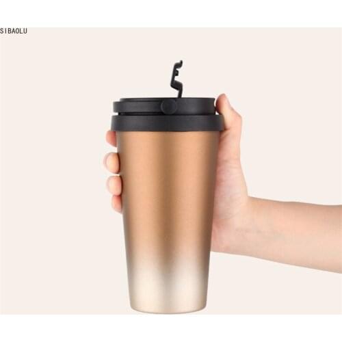 500ml Double Wall Stainless Steel Vacuum Flask Car Thermos Mugs With Handle Coffee Tea Travel Thermal Bottle Tumbler Thermocup