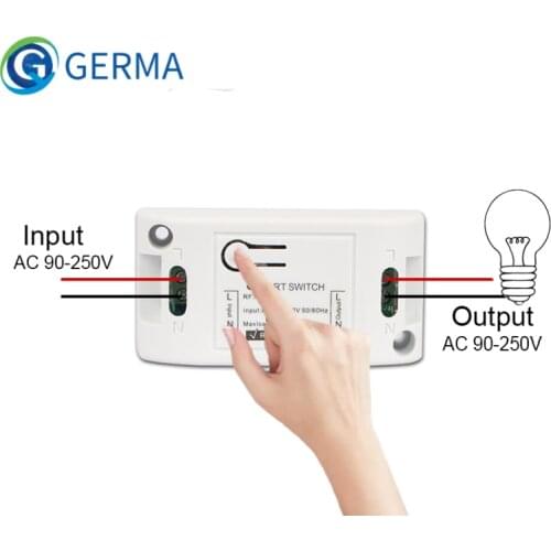 GERMA 433MHz AC 110V 220V 1 CH RF Relay Receiver Module Universal Wireless Remote Control Switch For LED Light Lamps Fans DIY
