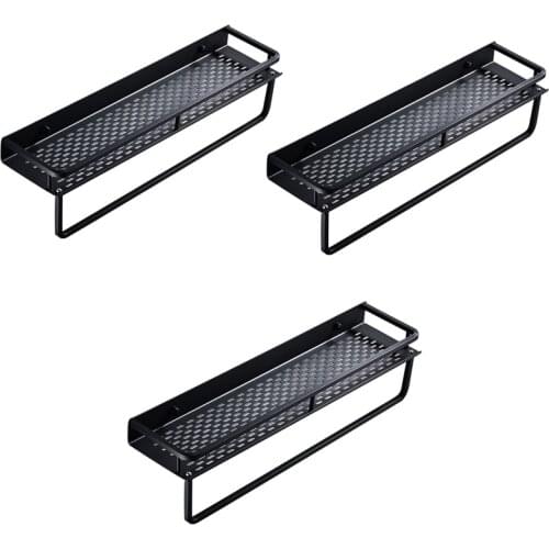 Bathroom Shelf Corner Organizer Wall Mounted Rack with Bar Space Aluminum Kitchen Shelves Shower Shampoo Storage Rack Towel Rack