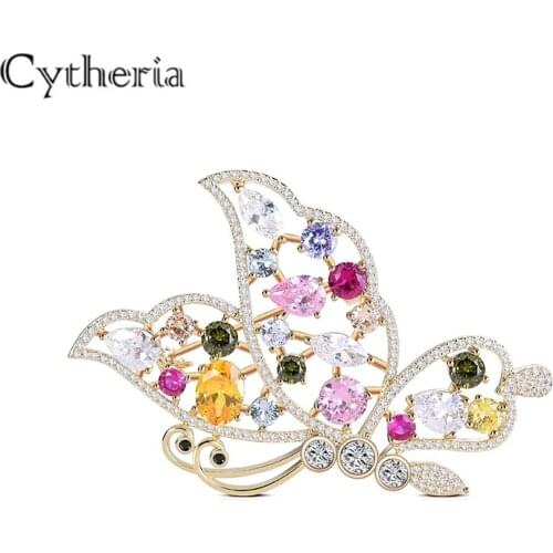 Vintage Style Butterfly Brooch Pin Colorful Austrian Crystal Rhinestone High Quality Zircon Brooches Pin Free Shipping