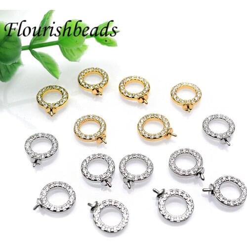 High Quality Metal Circle Shape Pin Round Earring Hooks Jewelry Findings Zircon Beads Setting 30pc Per Lot fit Half hole Stones