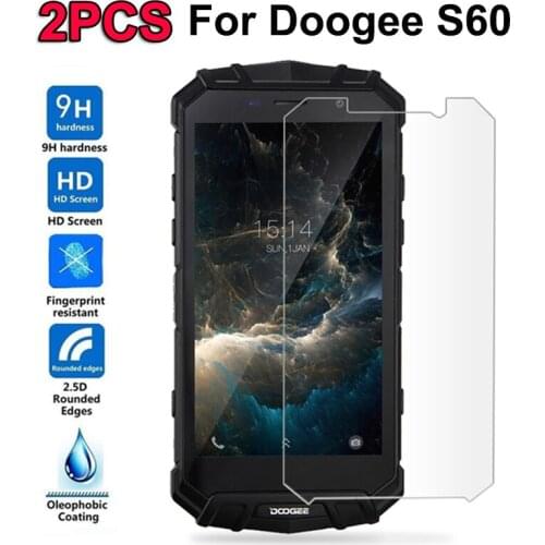 2PCS Tempered Glass for Doogee S60 Screen Protector 9H 2.5D Phone Protective Film Glass for Doogee S60 S 60 Mobile Phone Glass