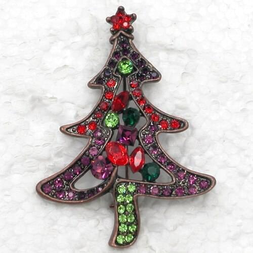 Rhinestone Christmas tree Pin brooches C420 E3
