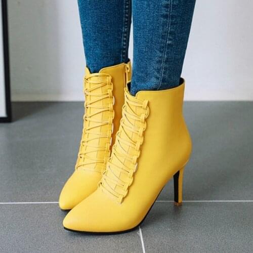 PXELENA 2019 Autumn Winter Women Ankle Boots Stiletto Thin High Heels Shoes Lady Party Office Work Daily Short Boots Black White