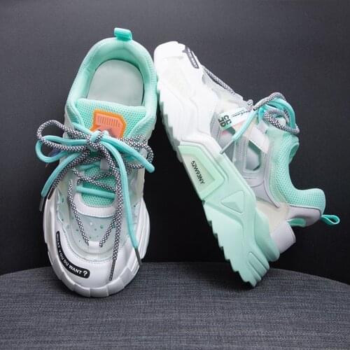 Women Chunky Platform Sneakers Fashion Lace Up Old Dad Shoes Woman Mesh Breathable Basket Female Purple Casual Shoes 2020 Summer