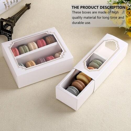 10pcs Macaron Packaging Box Paper Cookie Chocolate Dessert Box With Clear Window Storage Container Baking Accessories