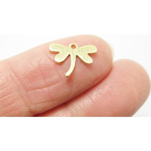 Brass dragonfly charms 12x9mm Textured brass dangle pendant Earrings components -20pcs R1119