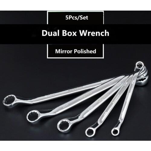 5pcs/ set Double Head Box End Wrench Dual Rings Spanner For Car Repair Tools Deep Offset Ring 8-27mm Torque Wrench Hand Tool Set