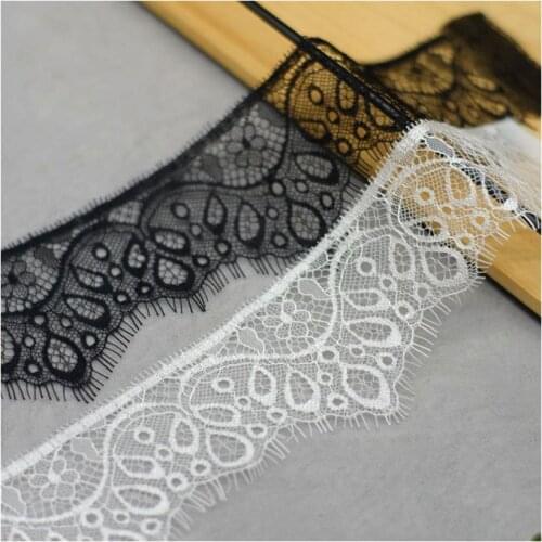 6meters underwear fan-shaped circle side dress White/Black eyelash lace ribbon diy african lace fabric wedding decoration