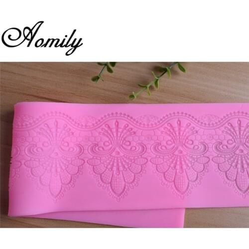 Amoliy 39.8cm European-style pattern Cake Mat Fondant Cake Border Decorating Silicone MoldChocolate Candy Mold Resin Clay Mould