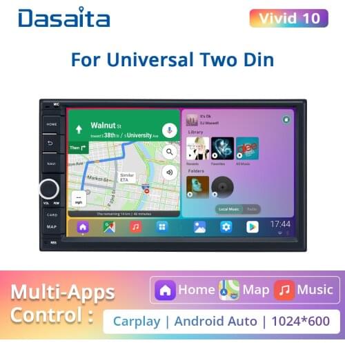 Dasaita 7 "IPS Screen Android 10.0 Universal 2 Din Navigation Radio for Nissan Car Multimedia Video 1080P for Toyota GPS