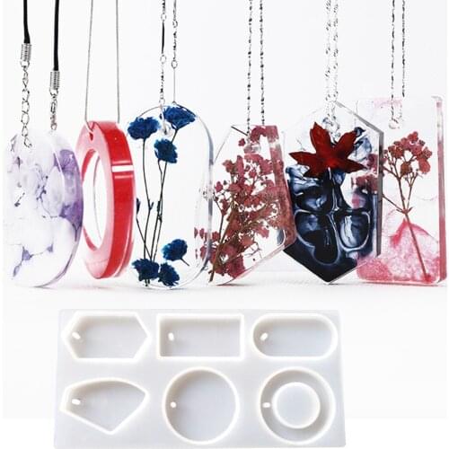 Behogar 1 Pack Silicone Resin Molds with 6 Different Shape for for Keychain Earrings Necklaces Pendant DIY Handcraft Making
