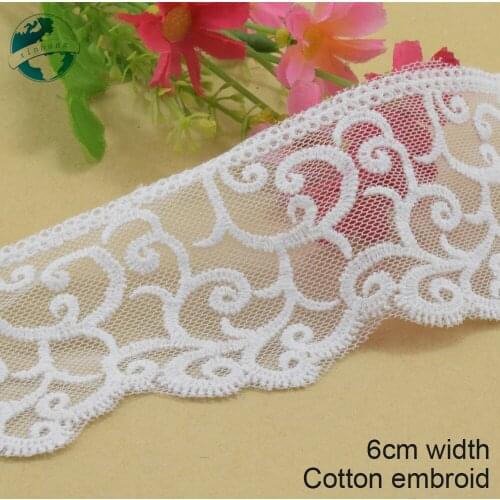 3yards 6cm wide white lace cotton embroid lace sewing ribbon fabric guipure diy trims warp knitting DIY Garment Accessories#3205