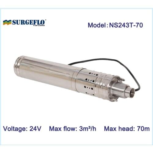 Brushless motor solar powered water pump for irrigation 70m high head solar well water pump submersible dc solar water pump