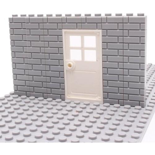 50PCS City Wall Blocks Bricks for MOC House Thick 1*2 1*4 L Dots DIY City Accessories Door Window Construction Bricks Walls