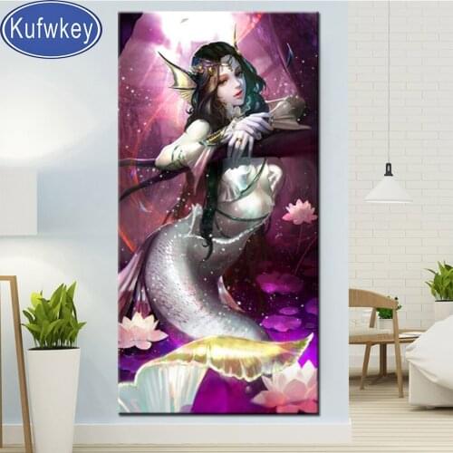 Large Mosaic 5D Fantasy mermaid DIY Art Lotus full drill diamond Paintings Home Wall Decor cross stitches Diamond Embroidery