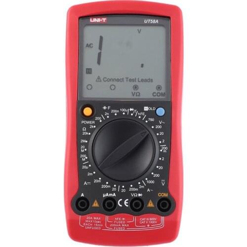 UNI -T UT58A Digital Multimeter Manual Range 2000 Counts AC DC Voltmeter Ohmmeter Diode Transistor Capacitor Tester Data hold