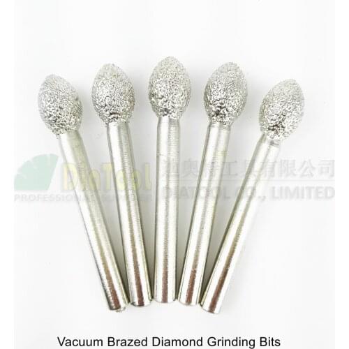 DIATOOL 5pcs #13 Vacuum Brazed Diamond Mounted Points Diamond Burrs For Stone Rotary Tool Grinding Heads Engraving Bits