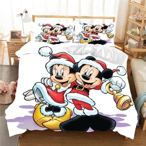 Home Textile Disney Mickey Minnie Christmas Series White Duvet Bedding Pillowcase Childrens Bedding Set Bedroom Decoration