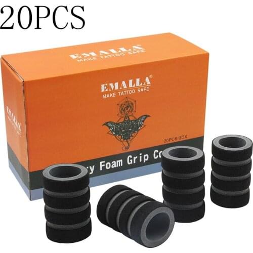 EMALLA 20 Pcs 22mm Memory Foam Tattoo Grip Covers For Any Stainless Steel And Disposable 1" Tattoo Tube Grips (GREY)