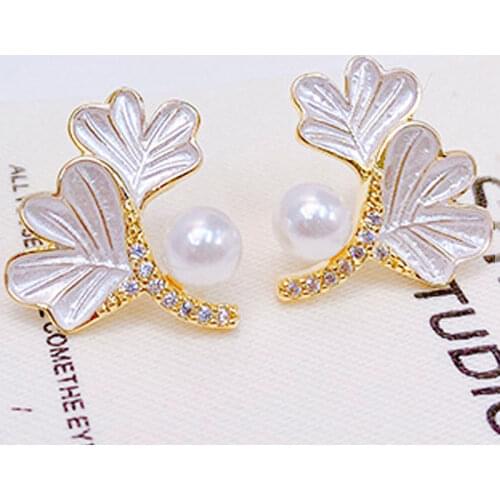 Exquisite Ginkgo Simple Style Earrings Romantic Glamour Dangle Women Temperament Earrings Inlaid Top Quality Zircon Accessories