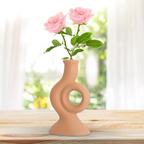 Nordic Style Ceramic Vase Ornaments Flower Arrangement Dried Flower Creative Art Home Living Room Vase Decoration Desktop Decor