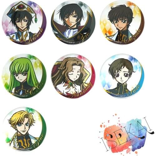 Code Geass Anime Lelouch Zero Suzaku C.C. Nunnally Gino Rolo Metal Badge Brooch Pins