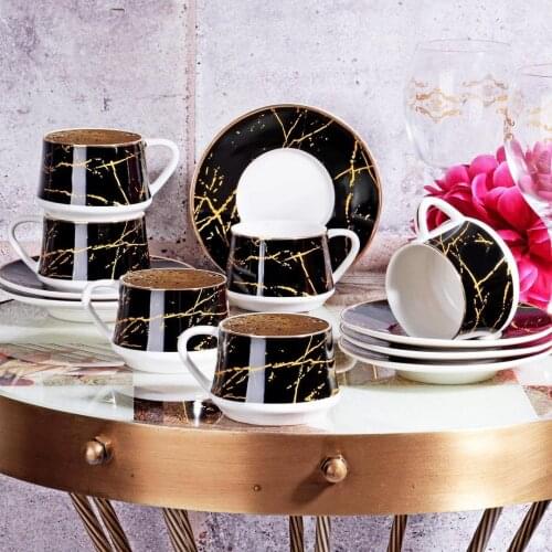 New Bone 120cc 6 piece Coffee Set porcelain Cup Bone China Creative Porcelain Cup And Saucer Ceramic Modern Design Coffee Cups