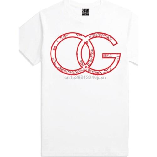 Red Bandana OG Gangster T Shirt Street Wear Clothing Blood North Side White Tee