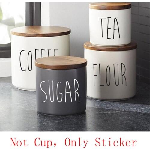 Kitchen Canister Stickers，Canister Vinyl Decals, Flour Sugar Decals Sticker，8Pcs Kitchen Canister Decals Stickers，vinilo cocina