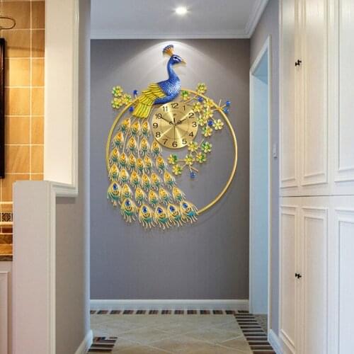 Peacock wall clock European living room clock creative clock home decorative wall clock quiet atmosphere quartz clock