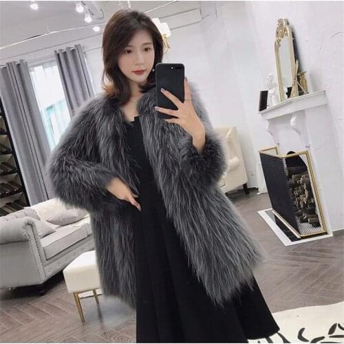 2021 Winter New Faux Fur Jacket Women Mid-Length Trend Young Fashion Ladies Coat Slim Temperament Fur Outwear Female A354