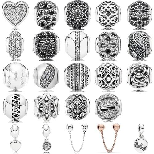 New Fine Essence Style Charms 925 Sterling Silver Hollowed Out Pattern Small hole Charm beads Fit Thin Bracelets Bangle DIY Gfit