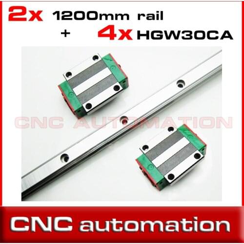 NEW CNC 30mm 2pcs HGR30 -L 1200mm Linear Rail Guides with 4pcs HGW30CA linear block bearing flange carriage