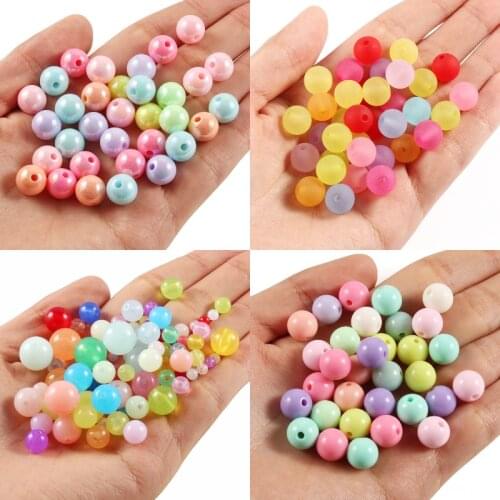 Wholesale Candy Color Acrylic Round Loose Beads for Needlework Jewelry Making Diy Bracelet Necklace Accessories 4 6 8 10 12mm